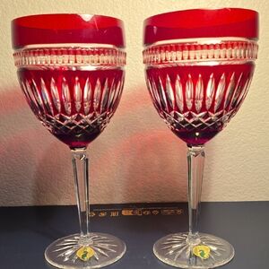 Luxurious Waterford Crystal Serenity Ruby Red Wine Glass Set